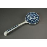 A Caughley tureen ladle transfer-printed with the Pleasure Boat or the Fisherman pattern,