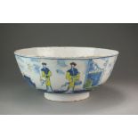 An English delft polychrome bowl, perhaps Bristol, 18th century,