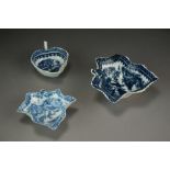 A small Caughley pickle leaf dish transfer-printed with the Pleasure Boat pattern, circa 1780-85,