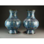 A pair of large Chinese cloisonne vases, Qing, 19th Century,