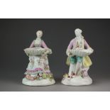 A pair of early Derby sweetmeat figures, c.
