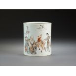 A Chinese porcelain brush pot, four-character Qianlong mark but later,