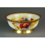 A Royal Worcester bowl painted with flowering blackberries by Kitty Blake, signed,