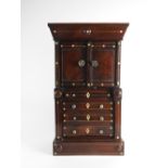 A Victorian mahogany miniature cabinet on chest,