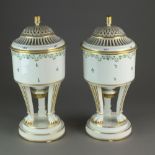 A pair of Vienna porcelain ice pails, covers and liners, early 19th century,