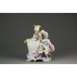 A Bow figure of a milkmaid, circa 1754 (damages,