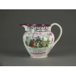 A Sunderland 'Sailor's Return' pink lustre earthenware jug, circa 1854-56,