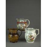 Three mid-19th century English pearlware jugs,