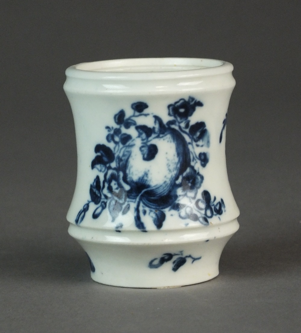 A Caughley ink pot transfer-printed with the Stalked Fruit pattern, lacking cover, circa 1776-82,