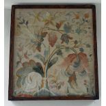 A Victorian Arts and Crafts oak framed embroidered panel,