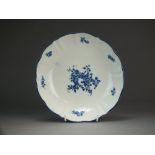 A Caughley dish or large Royal fluted dish transfer-printed with the Sliced Apple pattern,