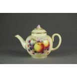 A Royal Worcester fruit painted teapot and cover signed P.