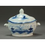 A Caughley toy dinner service tureen and cover painted in the Island pattern, circa 1780-90,