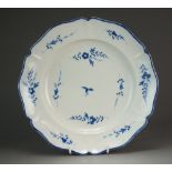 A lobed Caughley dessert plate painted with the Bright Sprigs pattern, circa 1784-92,