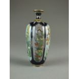 A Japanese cloisonne vase, Meiji period, of lobed ovoid shape with everted rim,