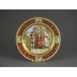 A Vienna porcelain cabinet plate, circa 1900, entitled 'Hector' verso,