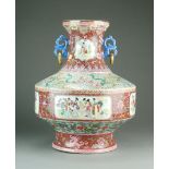 A very large Chinese famille rose vase, Qianlong seal mark but Republic period,