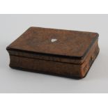 A mid 19th century Swiss burr wood rectangular musical snuff box,