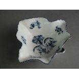 A Caughley pickle leaf dish painted with the Gillyflower I pattern, circa 1776-80,