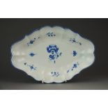 A diamond shaped Caughley dish with osier moulding border painted in the Carnation pattern,