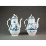 A Caughley coffee pot and cover transfer-printed with the Bell Toy pattern, circa 1780-89, unmarked,