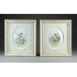 A pair of Minton porcelain plaques signed L.G.