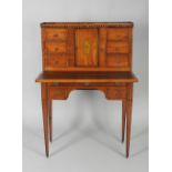 A 19th century satinwood bonheur du jour the back superstructure with central conch shell inlaid