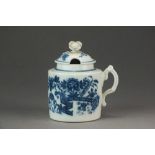 A Caughley mustard pot and cover transfer-printed with the Fence pattern, circa 1775, C mark,