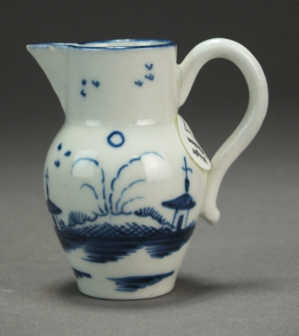 A Caughley toy cider jug painted with the Island pattern, circa 1780-90, reversed S mark, 5.