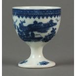 A Caughley egg cup transfer-printed in the Fisherman or Pleasure Boat pattern, circa 1780-90,