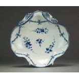 A Caughley shell form dessert dish painted with the Dessert Festoons pattern, circa 1780-88,