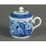 A Caughley custard cup and cover transfer-printed with the rare Garden Table pattern, circa 1778-92,