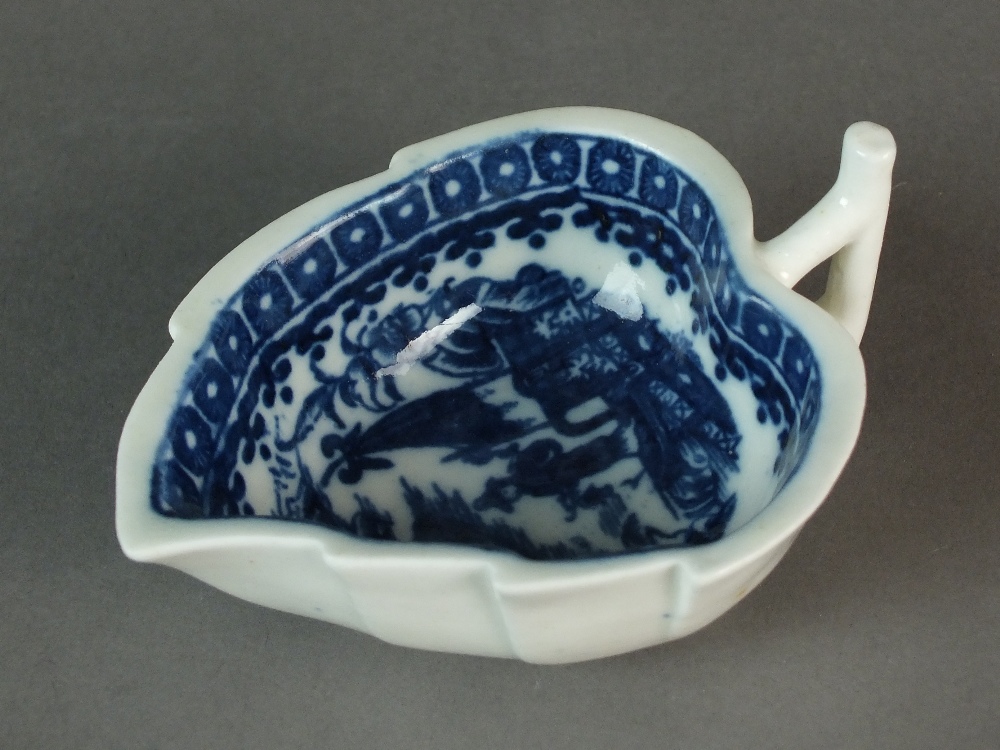 A Caughley butter boat transfer-printed in the Pleasure Boat pattern, circa 1780-90, 9.