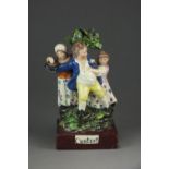 A Staffordshire figural group of 'Contest', early 19th century, 18cm high (a.