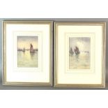 Claude H Rowbotham (1864-1949) A pair of marine scenes, both signed, watercolours, each 17.5 x 11.