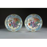 A pair of Chinese famille rose export dishes, early 19th Century,