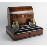 A Victorian figured walnut desk stand,