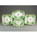 A Minton porcelain floral and apple green dessert service, pattern 5329, mid-20th century,