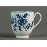 A Caughley coffee cup painted with the Peony pattern, circa 1776-80, C mark, 6.