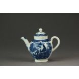 A Caughley toy teapot and cover transfer-printed with the Fisherman pattern, circa 1780, Sx mark,