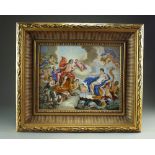 A mythological Berlin (KPM) rectangular porcelain plaque depicting Apollo and 'Galathe' (sic),