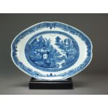 A large Caughley tureen stand transfer-printed in the Full Nankin pattern, circa 1782-90, unmarked,