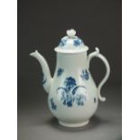 A Caughley coffee pot and cover transfer-printed with the Gillyflower 5 pattern, circa 1773-78,