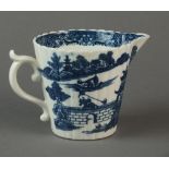 A fluted Caughley milk jug transfer-printed with the Temple pattern, circa 1786-92, So mark,