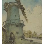 Manner of Sir William Orpen Figure beside a windmill, bears signature lower right, pen and ink,