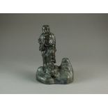 A Japanese bronze figure of a Yokai, Meiji period, possibly depicting a kappa or water god,