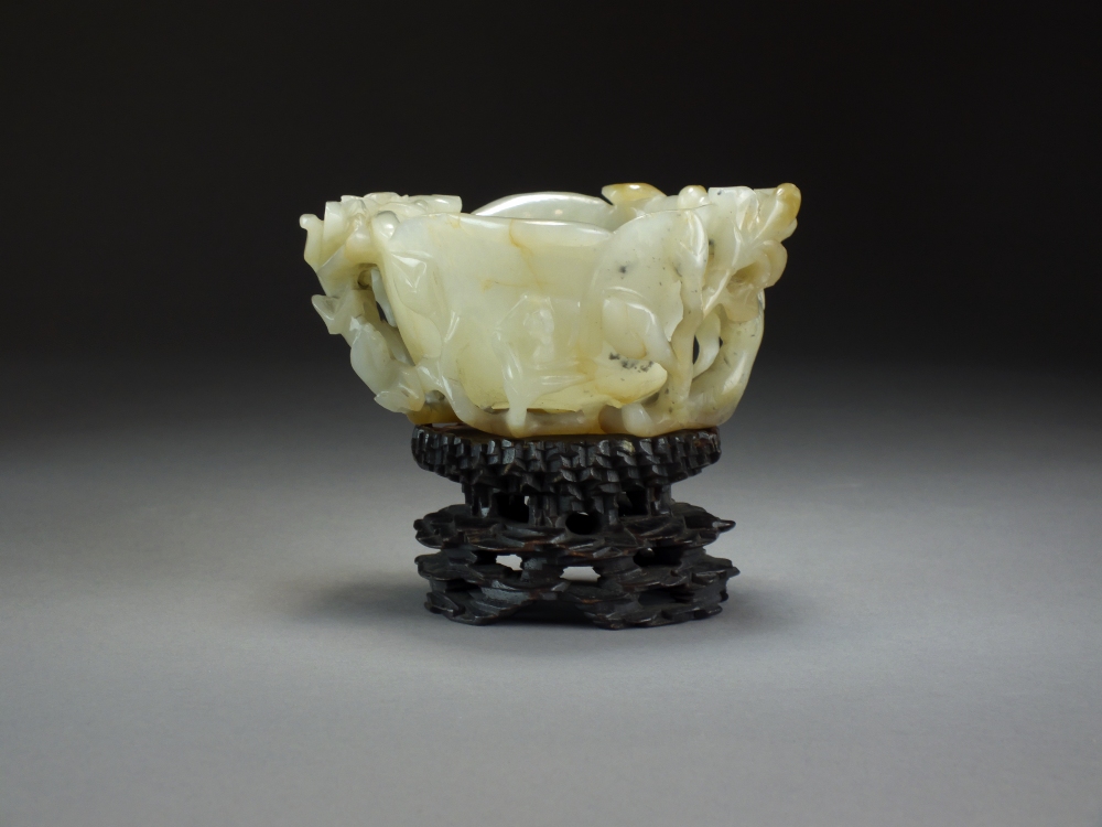 A Chinese grey-green jade libation cup, Qing Dynasty,