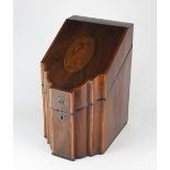 A George III mahogany crossbanded satinwood knife box,