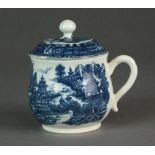 A Caughley custard cup and cover transfer-printed in the Full Nankin pattern, circa 1785-92, 8.