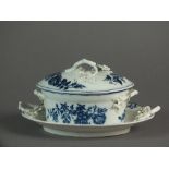 A Caughley oval butter dish,